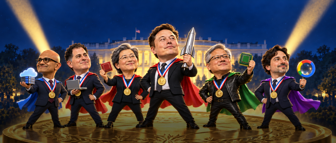 The 2026 National Medal of Science ceremony at the White House with the President presenting medals to tech-industry leaders